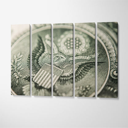 US One Dollar Bill Canvas Print ArtLexy 5 Panels 36"x24" inches 