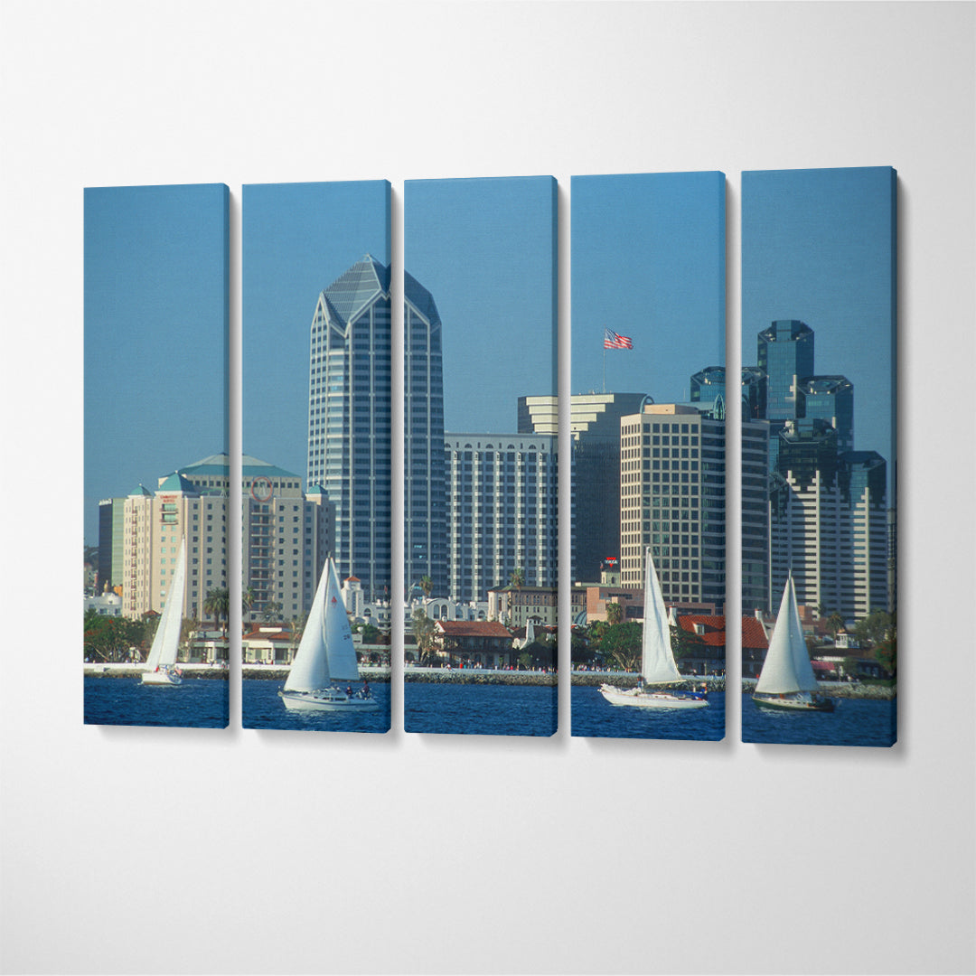 San Diego Skyscrapers California Canvas Print ArtLexy 5 Panels 36"x24" inches 