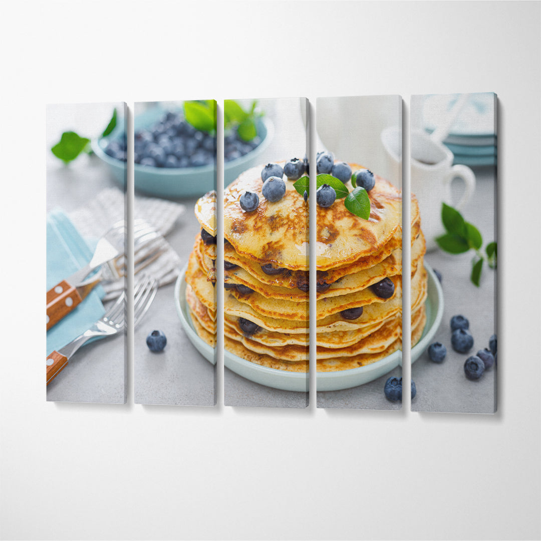 Blueberry Pancakes With Maple Syrup Canvas Print ArtLexy 5 Panels 36"x24" inches 