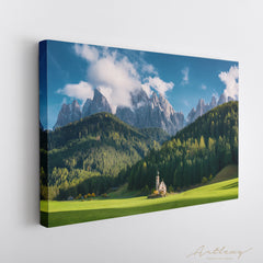 Santa Maddalena Church in Dolomites Alps Canvas Print ArtLexy   