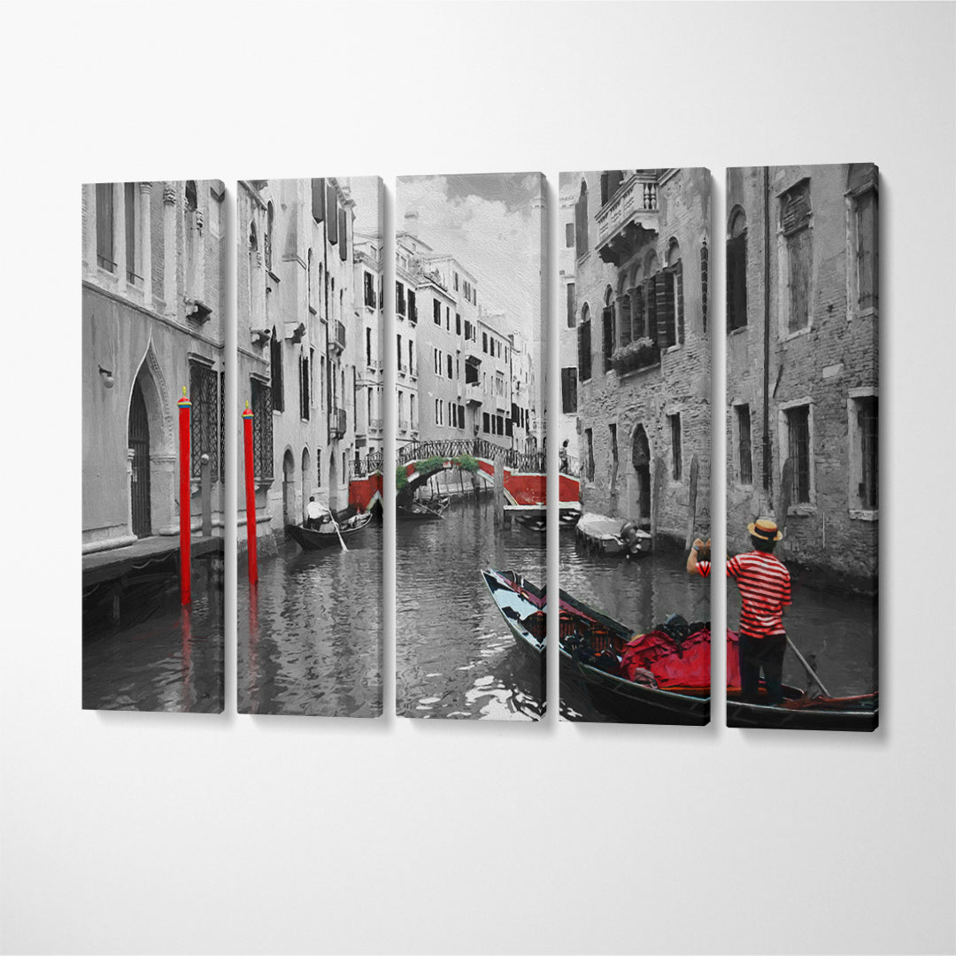 Gondolas in Venice Grand Canal Canvas Print ArtLexy 5 Panels 36"x24" inches 