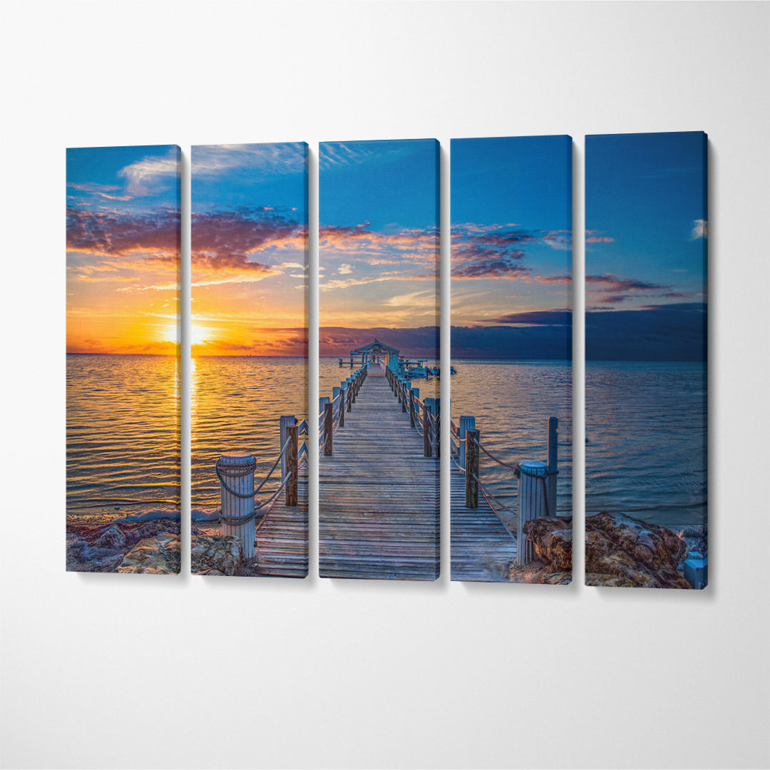 Florida Keys Dock Pier Canvas Print ArtLexy 5 Panels 36"x24" inches 