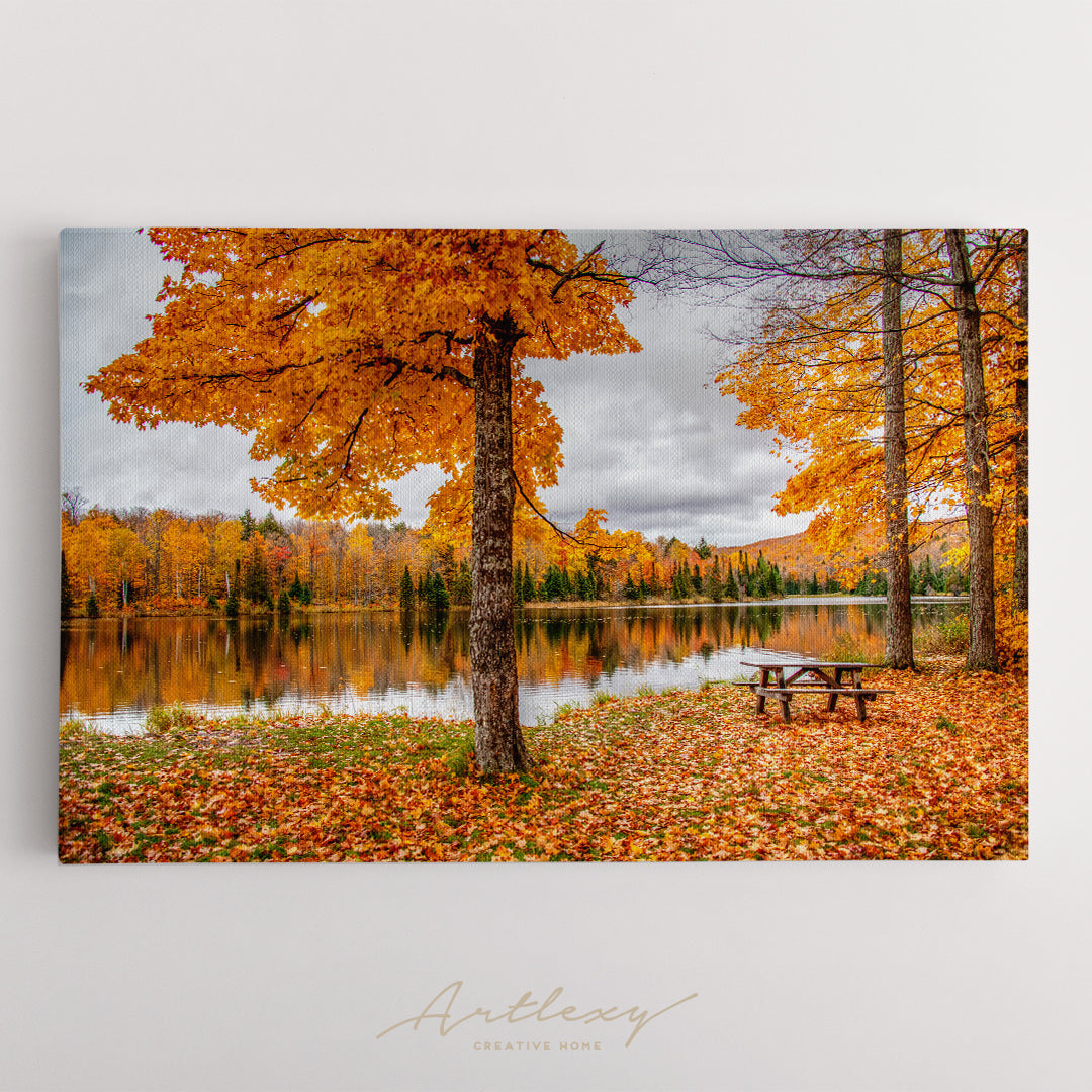 Autumn on Lake Plumbago Alberta Michigan Canvas Print ArtLexy   