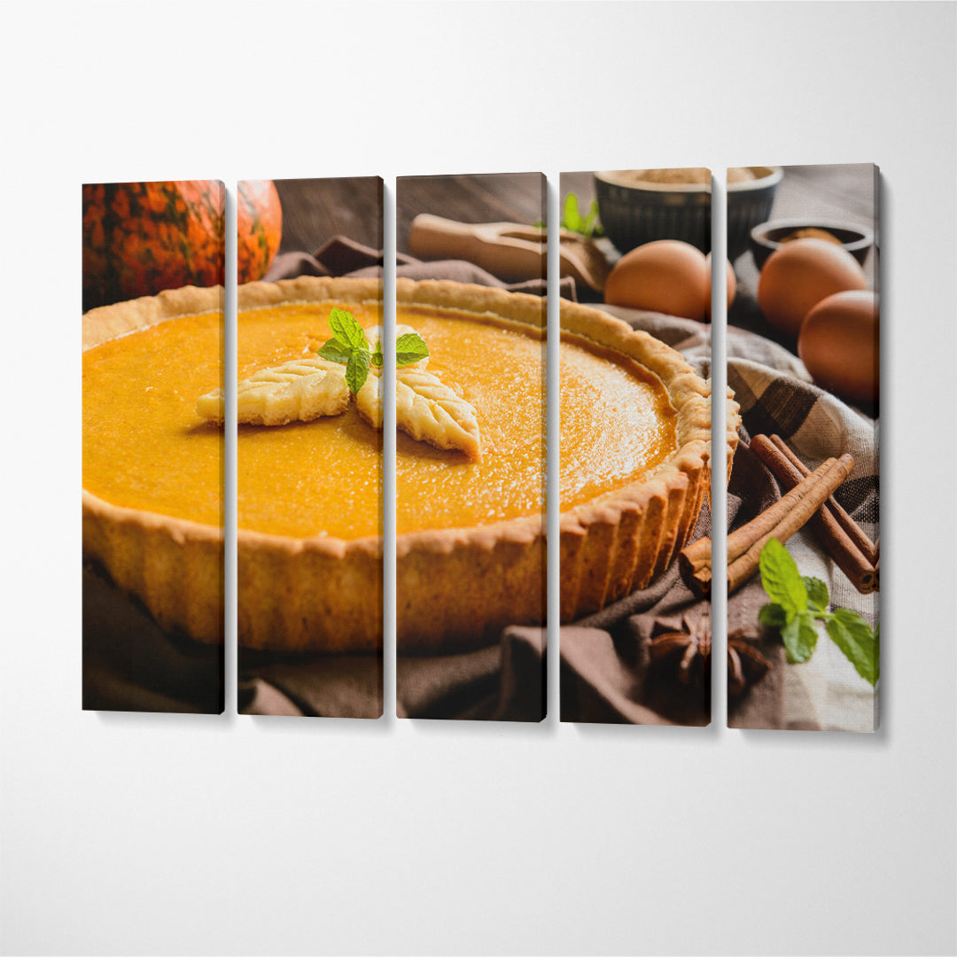 Traditional American Pumpkin Pie Canvas Print ArtLexy 5 Panels 36"x24" inches 