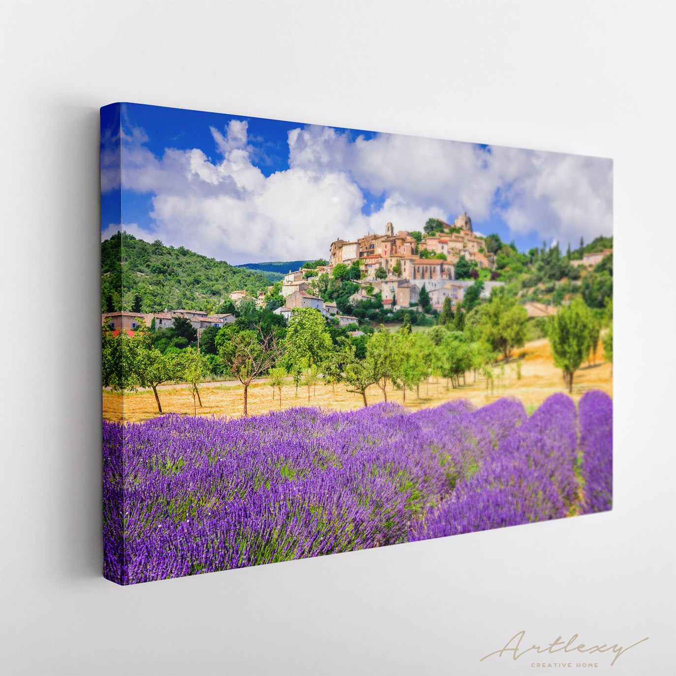 Simiane La Rotonde Village in Provence with Lavender Fields France Canvas Print ArtLexy   