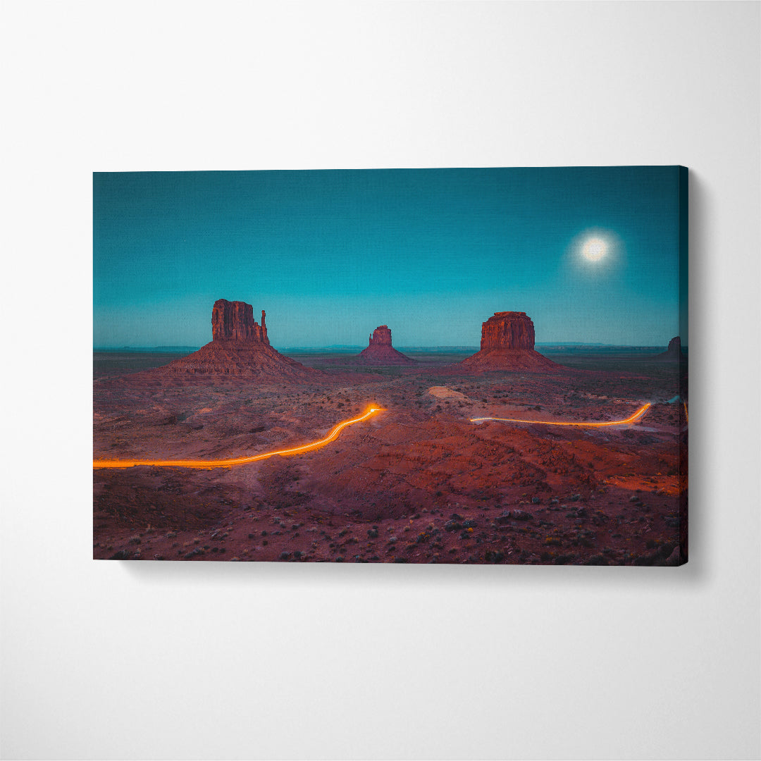 Monument Valley with Mittens and Merrick Butte Arizona USA Canvas Print ArtLexy 1 Panel 24"x16" inches 
