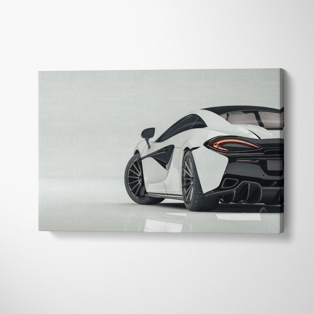 White Sports Car Canvas Print ArtLexy 1 Panel 24"x16" inches 