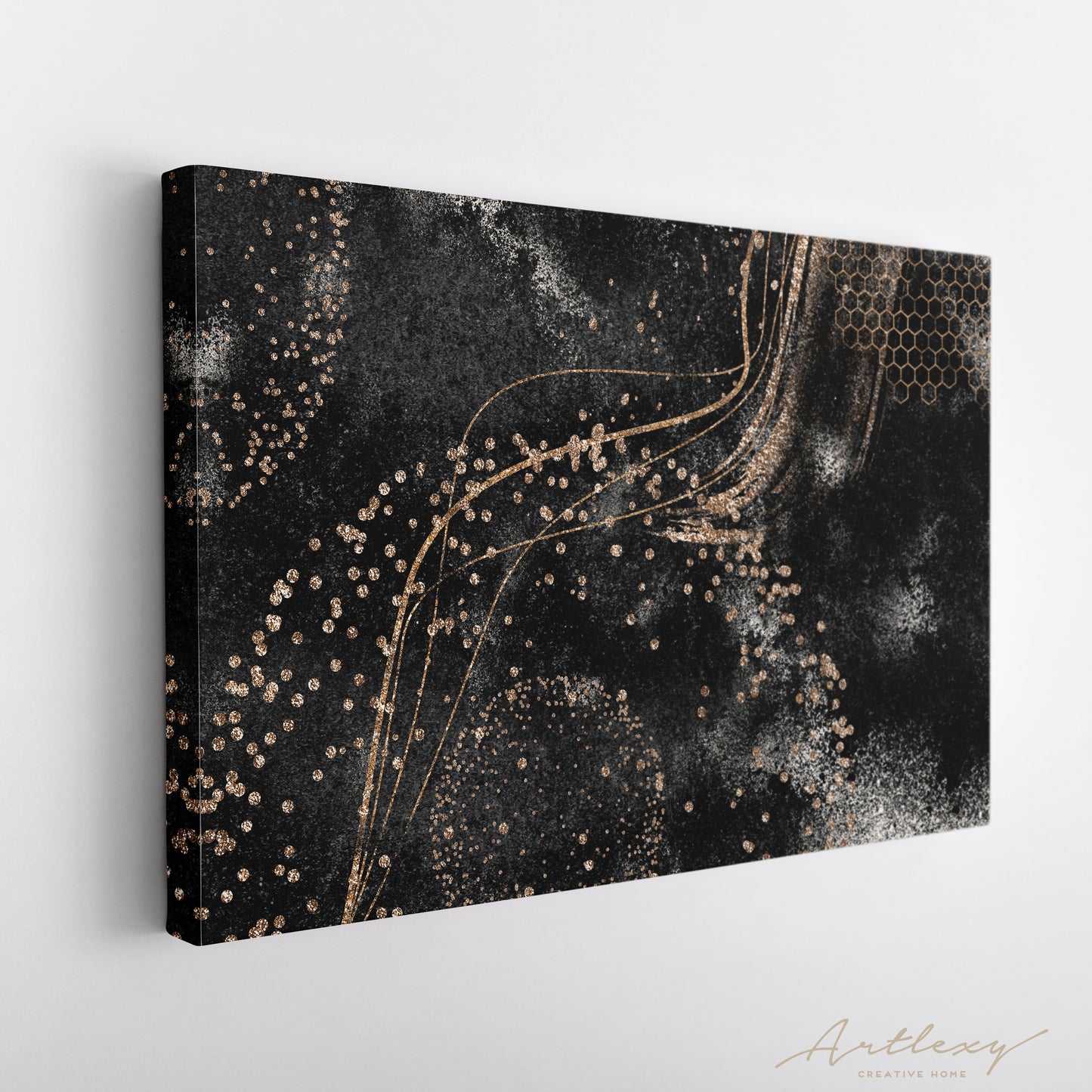 Trendy Black & Gold Abstract Pattern Canvas Print ArtLexy   