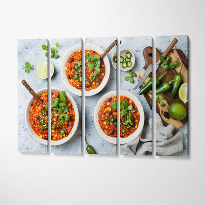 Chilli Con Carne Canvas Print ArtLexy 5 Panels 36"x24" inches 