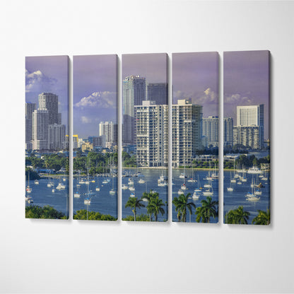 Port of Miami Florida US Canvas Print ArtLexy 5 Panels 36"x24" inches 