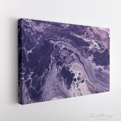 Monochrome Violet Waves and Bubbles Canvas Print ArtLexy   