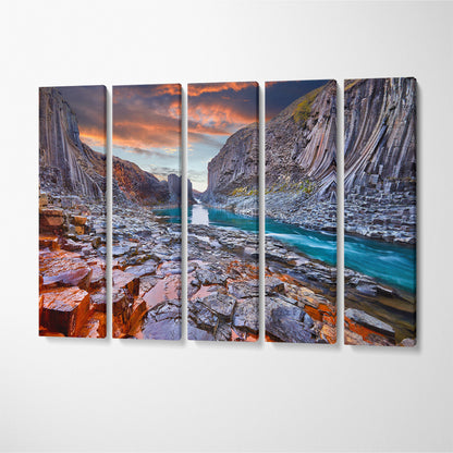 Studlagil Basalt Canyon Iceland Canvas Print ArtLexy 5 Panels 36"x24" inches 