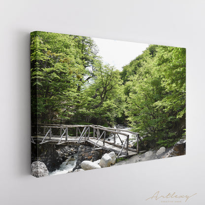 Beautiful Wooden Bridge Across River Canvas Print ArtLexy   