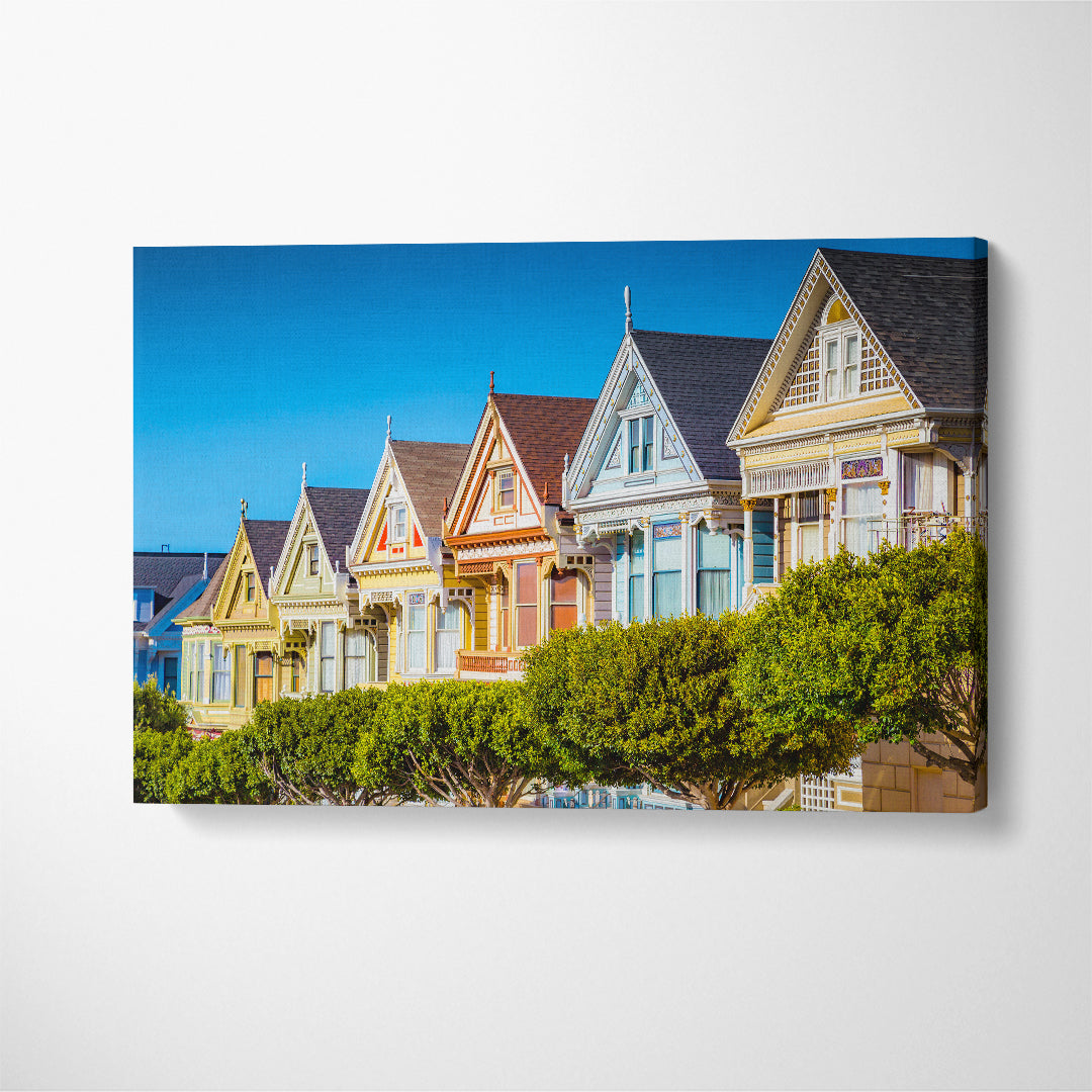 Painted Ladies of San Francisco California Canvas Print ArtLexy 1 Panel 24"x16" inches 