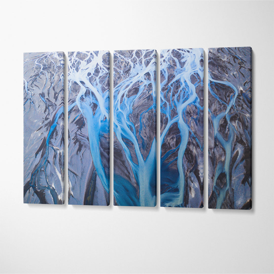 Glacier River Iceland Canvas Print ArtLexy 5 Panels 36"x24" inches 