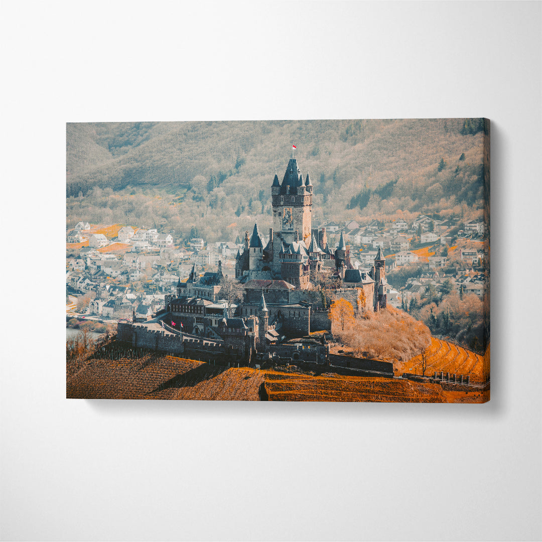Cochem with Reichsburg Castle Germany Canvas Print ArtLexy 1 Panel 24"x16" inches 