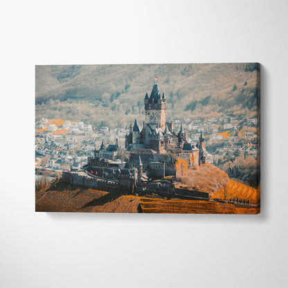 Cochem with Reichsburg Castle Germany Canvas Print ArtLexy 1 Panel 24"x16" inches 