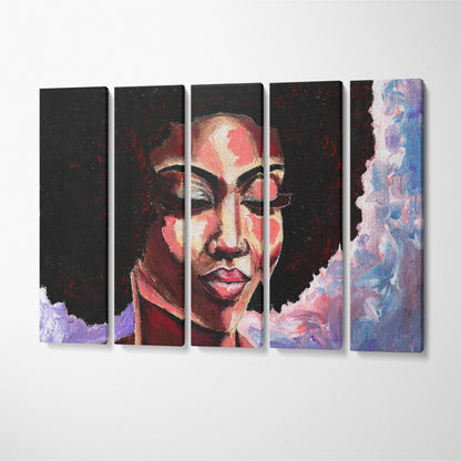 African Woman Portrait in Street Style Canvas Print ArtLexy 5 Panels 36"x24" inches 