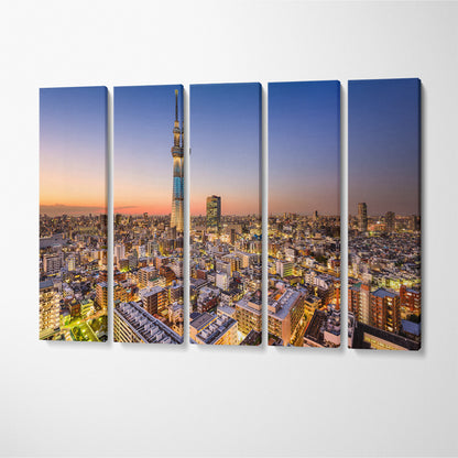 Tokyo Cityscape Japan Canvas Print ArtLexy 5 Panels 36"x24" inches 