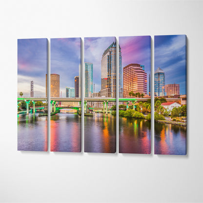 Tampa Skyline Florida USA Canvas Print ArtLexy 5 Panels 36"x24" inches 