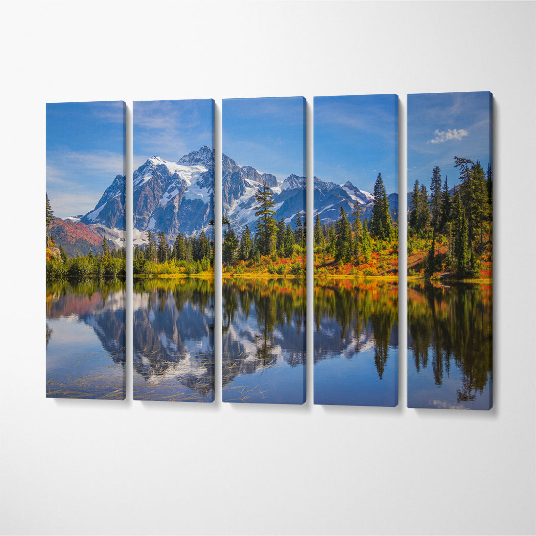 Mountain Lake Mount Shuksan Washington Northern Cascades Canvas Print ArtLexy 5 Panels 36"x24" inches 