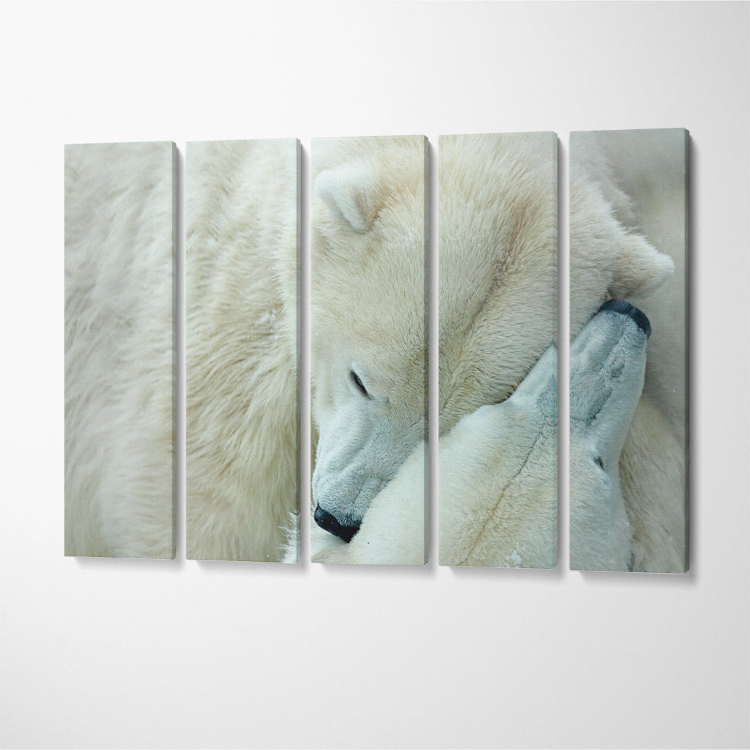 Two Polar Bears Canvas Print ArtLexy 5 Panels 36"x24" inches 