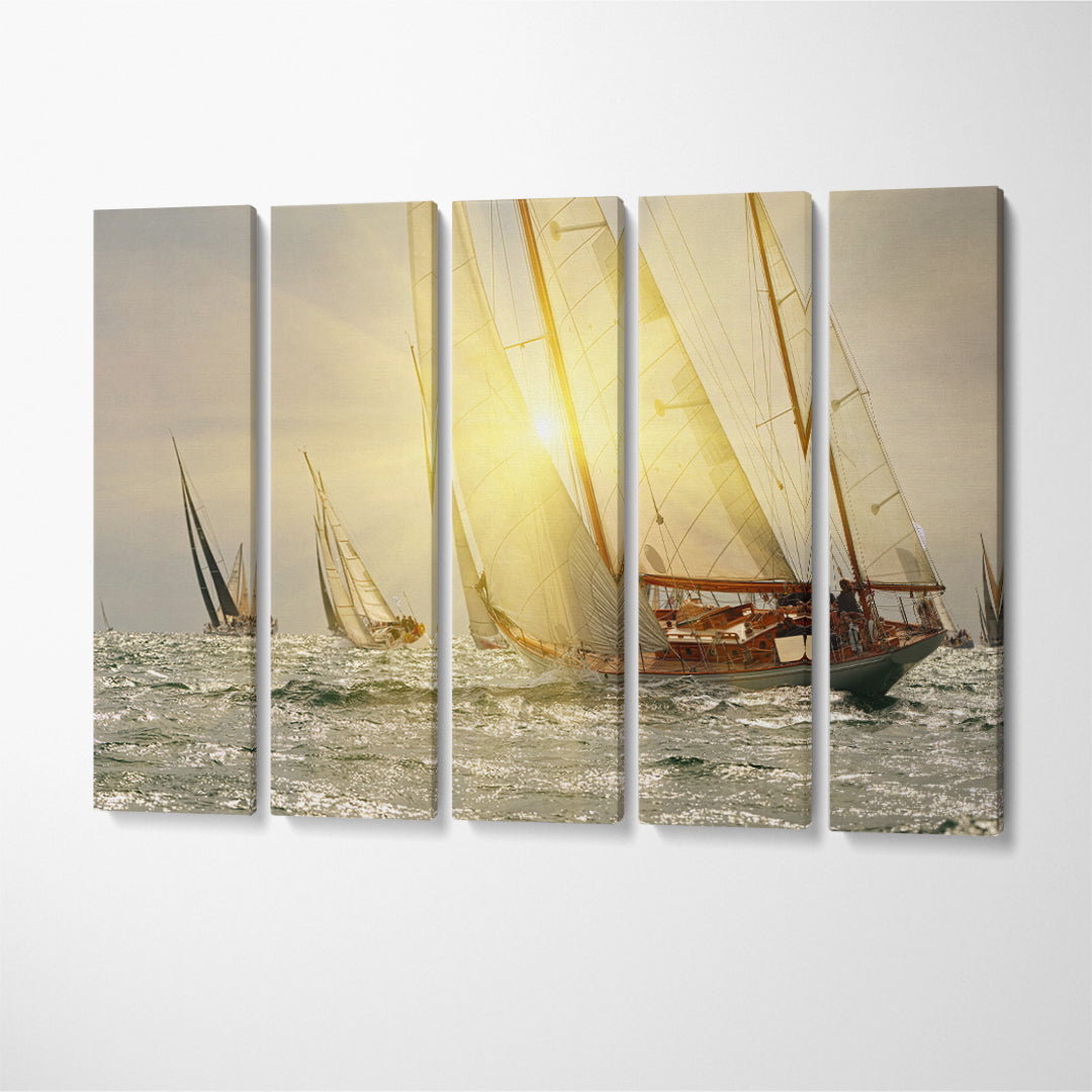 Sailing Yachts Regatta Canvas Print ArtLexy 5 Panels 36"x24" inches 