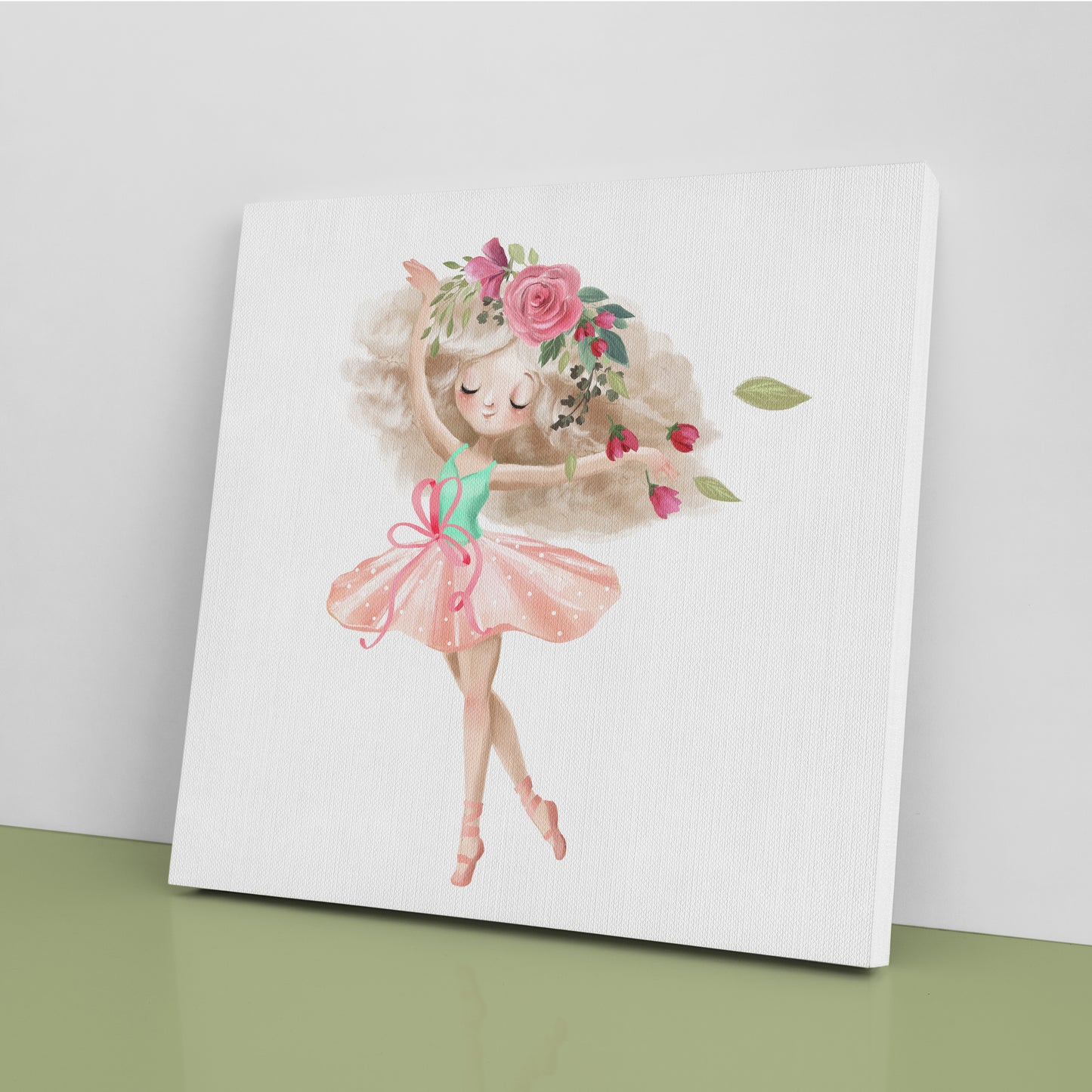 Cute Ballerina with Flowers Canvas Print ArtLexy   