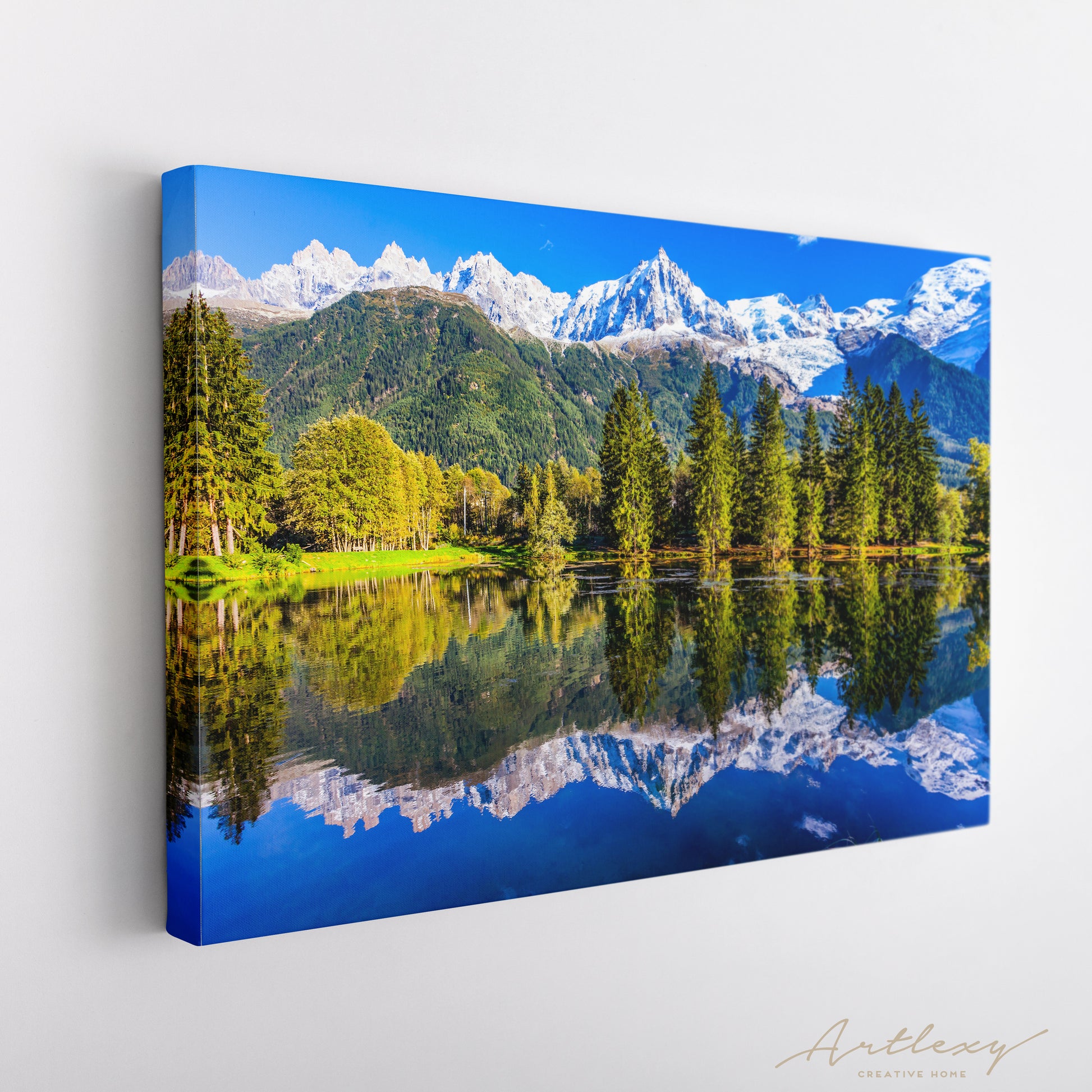 Reflections of Snowy Mountains in Lake Canvas Print ArtLexy   