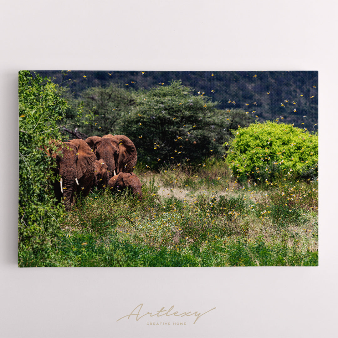 Elephants in Kenya Canvas Print ArtLexy   