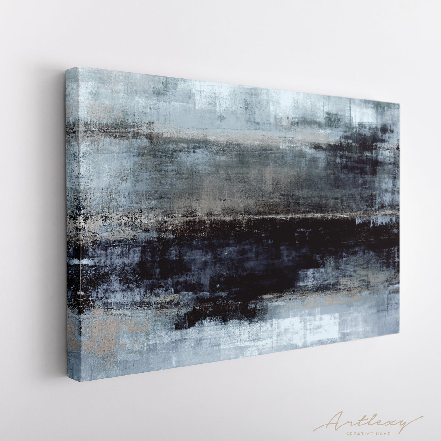 Blue and Grey Abstract Pattern Canvas Print ArtLexy   