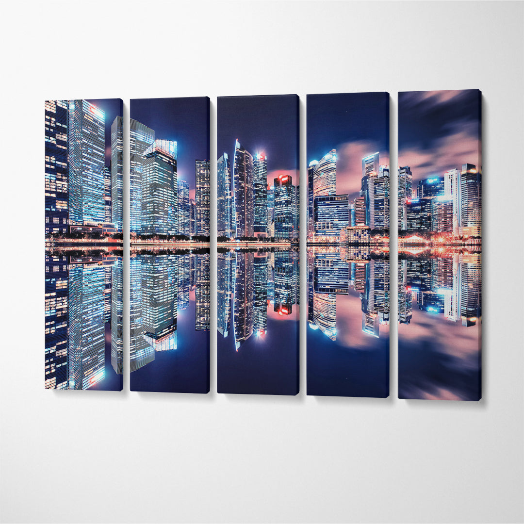 Marina Bay Singapore City Canvas Print ArtLexy 5 Panels 36"x24" inches 
