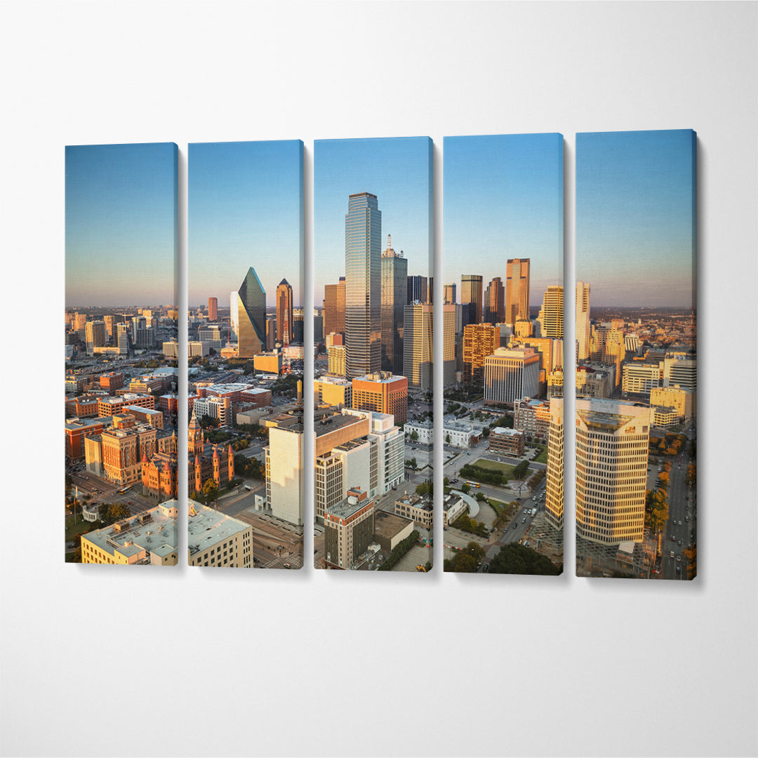 Dallas Texas USA Canvas Print ArtLexy 5 Panels 36"x24" inches 