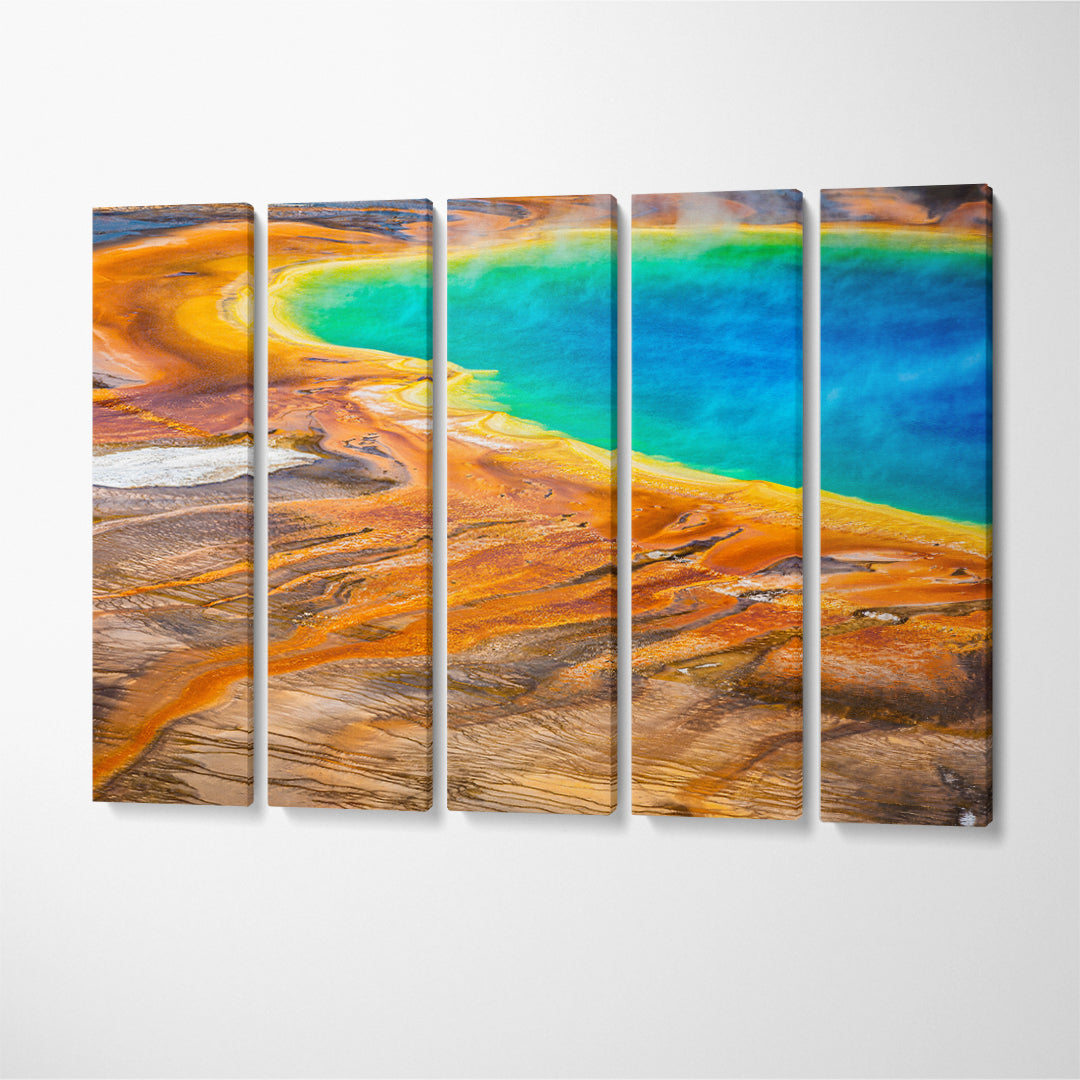 Grand Prismatic Spring in Yellowstone National Park US Canvas Print ArtLexy 5 Panels 36"x24" inches 