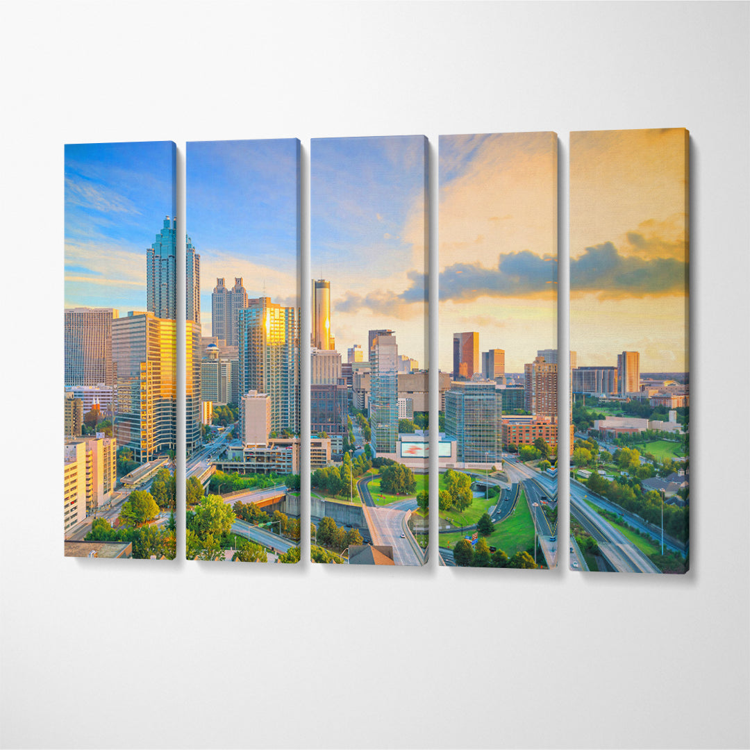 Atlanta City Georgia USA Canvas Print ArtLexy 5 Panels 36"x24" inches 
