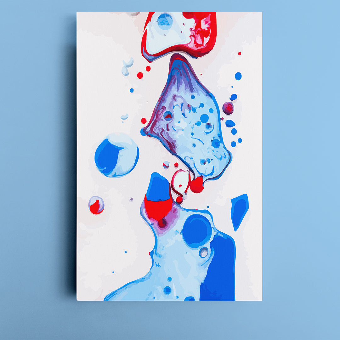 Set of 4 Vertical Creative Blue & Red Bubbles Canvas Print ArtLexy   