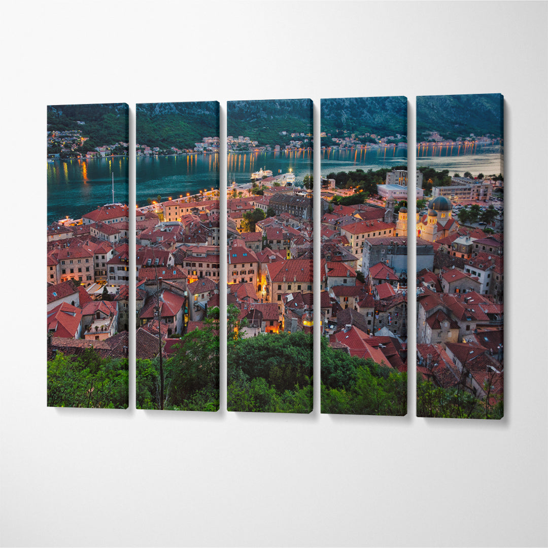 Bay of Kotor Montenegro Canvas Print ArtLexy 5 Panels 36"x24" inches 