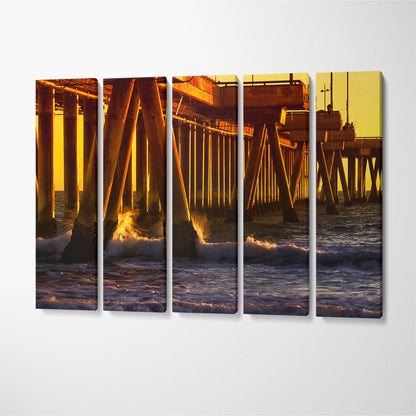 Venice Beach Pier California United States Canvas Print ArtLexy 5 Panels 36"x24" inches 