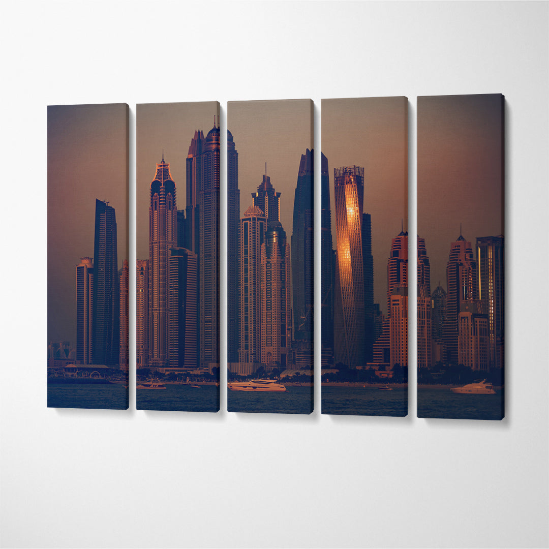 Modern Skyscrapers Dubai Cityscape Canvas Print ArtLexy 5 Panels 36"x24" inches 
