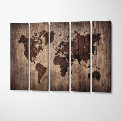 Creative Abstract World Map Canvas Print ArtLexy 5 Panels 36"x24" inches 