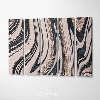 Trendy Abstract Beige Marble with Gold Veins Canvas Print ArtLexy   