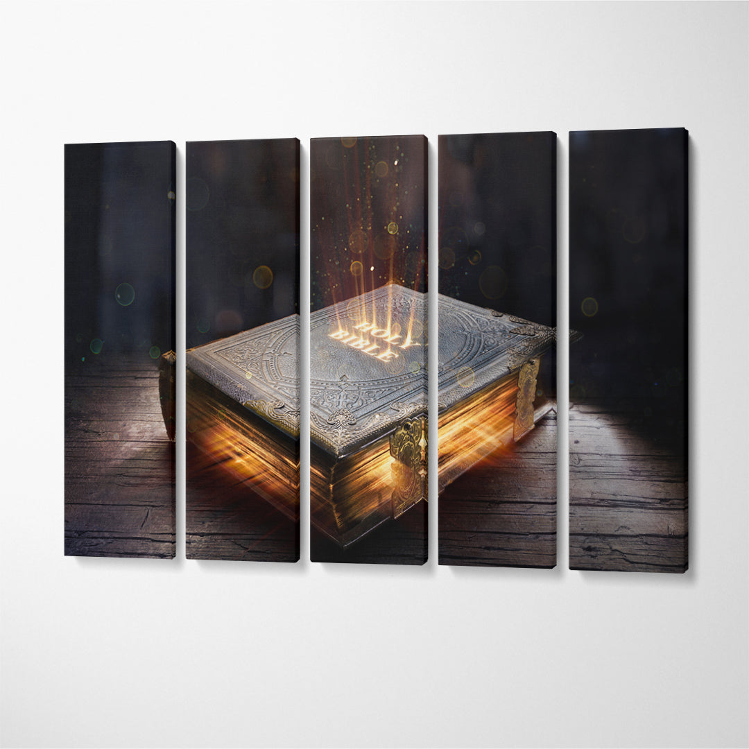 Ancient Book Holy Bible Canvas Print ArtLexy 5 Panels 36"x24" inches 