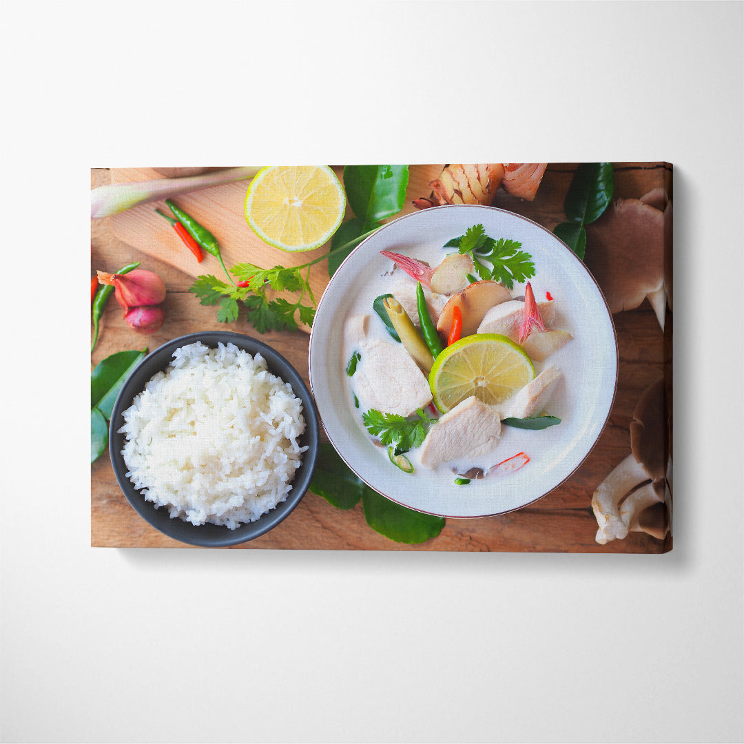 Thai Coconut Chicken Soup (Tom Kha Gai) Canvas Print ArtLexy 1 Panel 24"x16" inches 