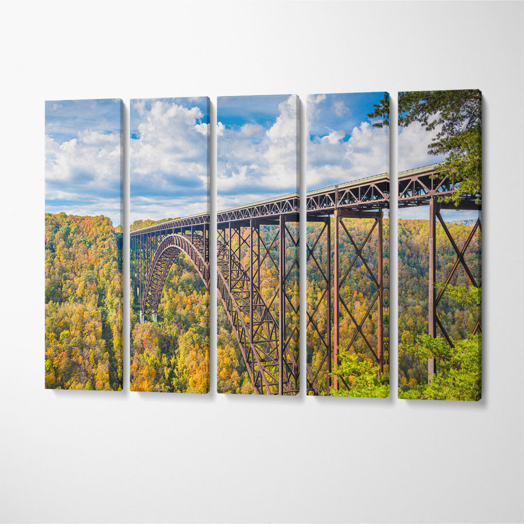 New River Gorge Virginia USA Canvas Print ArtLexy 5 Panels 36"x24" inches 