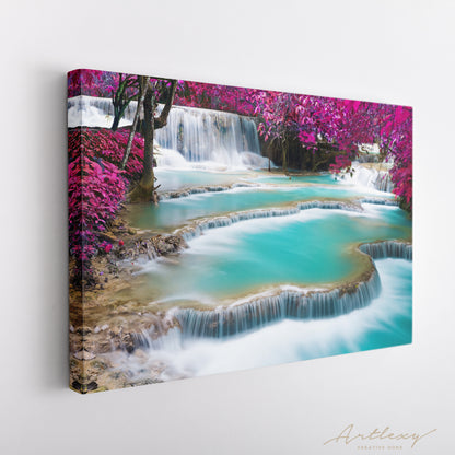 Kuang Si Waterfall Laos Canvas Print ArtLexy   