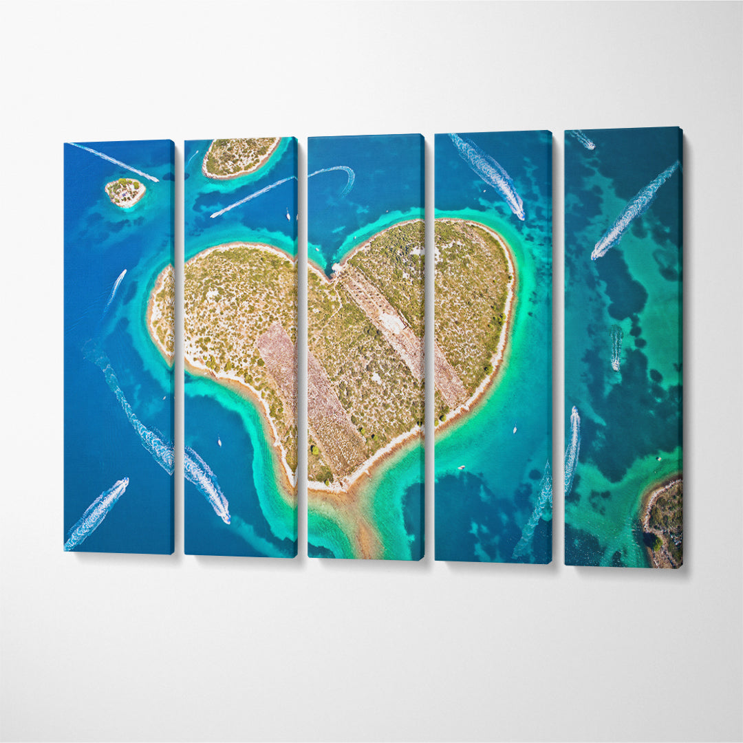Heart Shaped Island of Galesnjak Zadar Croatia Canvas Print ArtLexy 5 Panels 36"x24" inches 