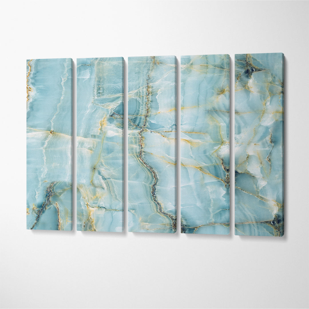 Natural Light Blue Marble Stone Canvas Print ArtLexy 5 Panels 36"x24" inches 
