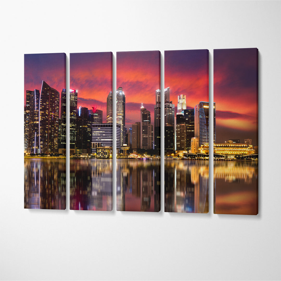 Marina Bay Singapore Skyscrapers Canvas Print ArtLexy 5 Panels 36"x24" inches 