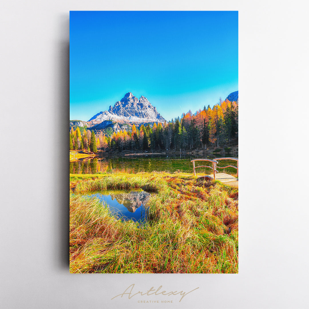 Mountain Lake Antorno in Autumn Dolomites Alps Italy Canvas Print ArtLexy   