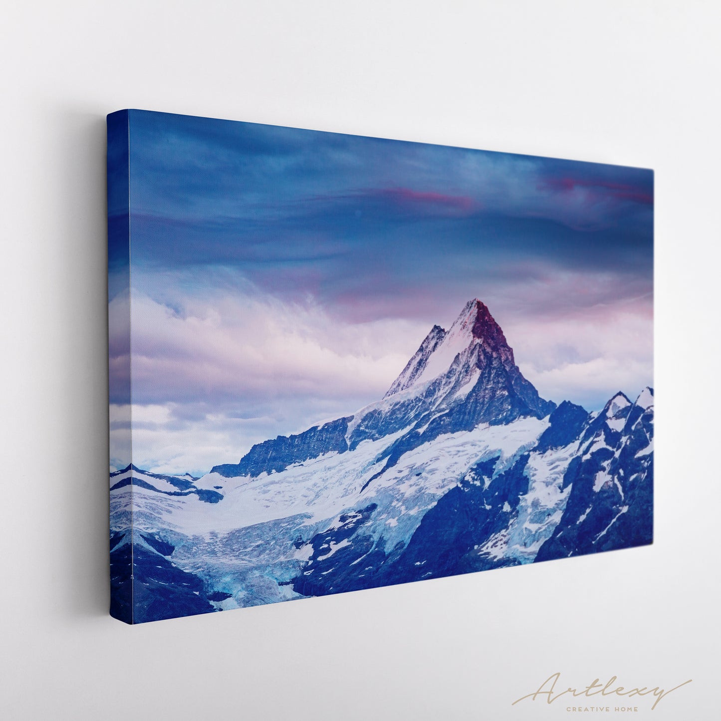 Snowy Mountains in Swiss Alps Canvas Print ArtLexy   